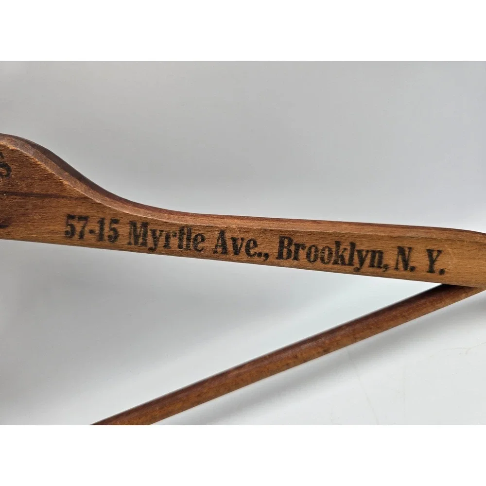 Berky's Shop Vintage Wood Suit Hanger Brooklyn NY Brown Advertising Accessory